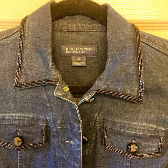 Embellished Jean Jacket with Bugle Bead Trim - Picture 6 of 8